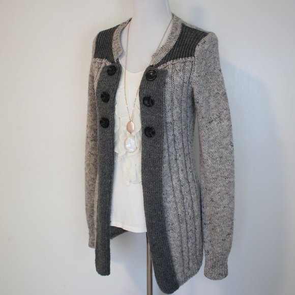 BKE Sweaters - BKE Sweater Beige Gray Cardigan Medium